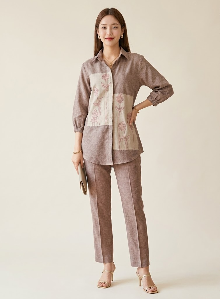 Mocha Beige Linen Cotton Co-ord Set