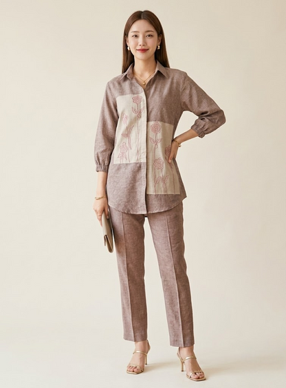 Mocha Beige Linen Cotton Co-ord Set