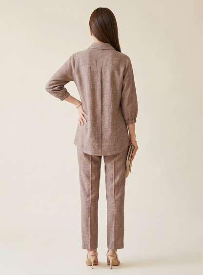 Mocha Beige Linen Cotton Co-ord Set