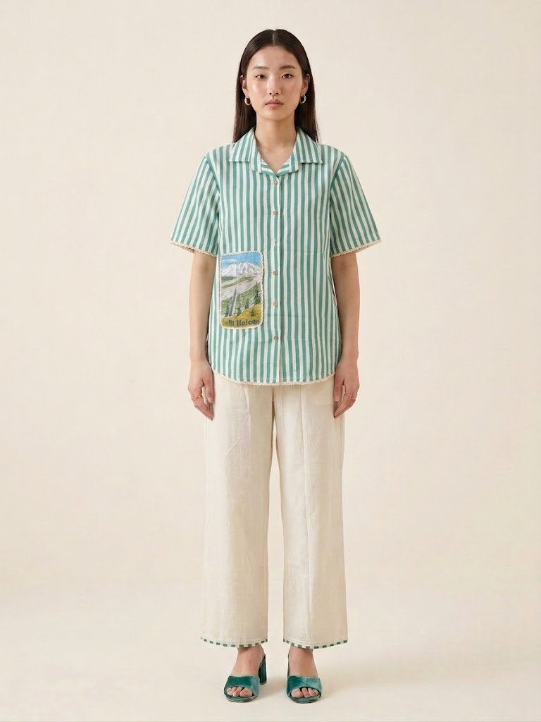 Classic Sage Stripe Cotton Co-ord Set