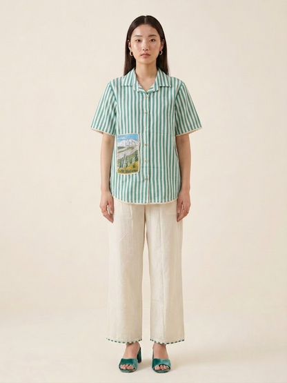Classic Sage Stripe Cotton Co-ord Set