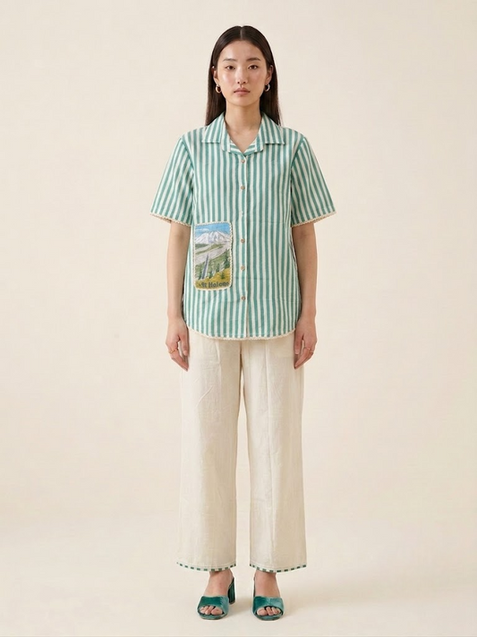 Classic Sage Stripe Cotton Co-ord Set