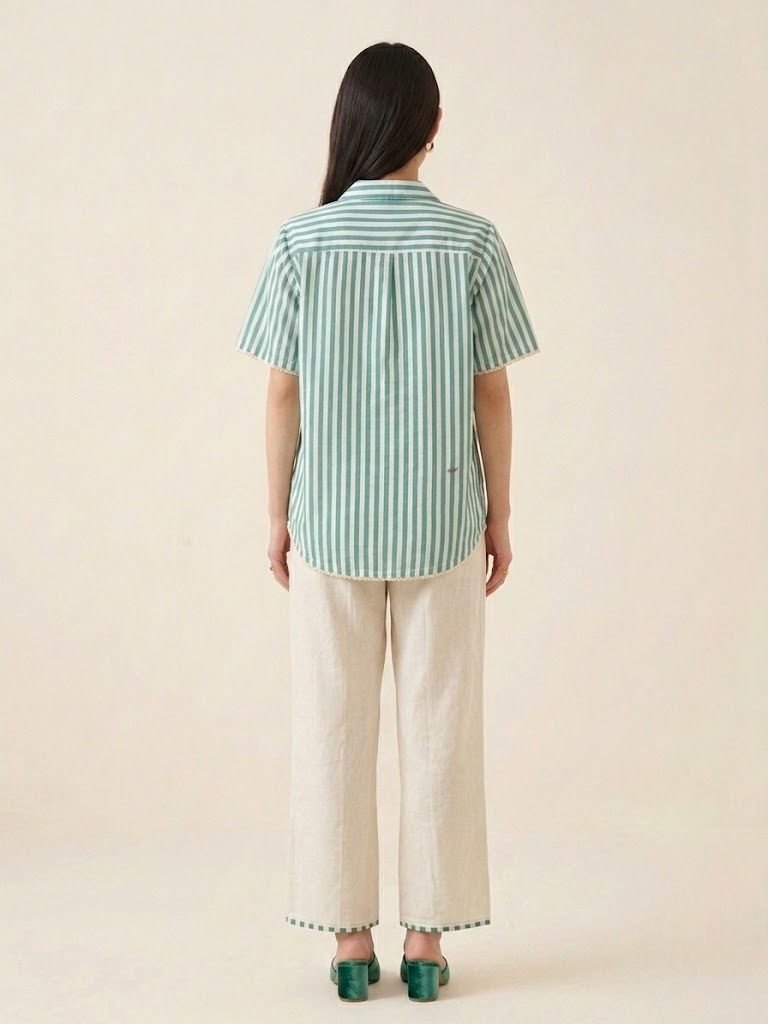 Classic Sage Stripe Cotton Co-ord Set