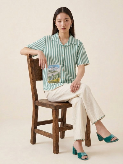 Classic Sage Stripe Cotton Co-ord Set
