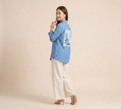 Ocean Blue Striped Pure Cotton Co-ord Set