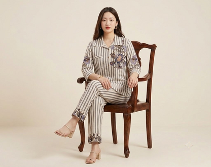 Classic Pinstripe Khadi Cotton Cord Set