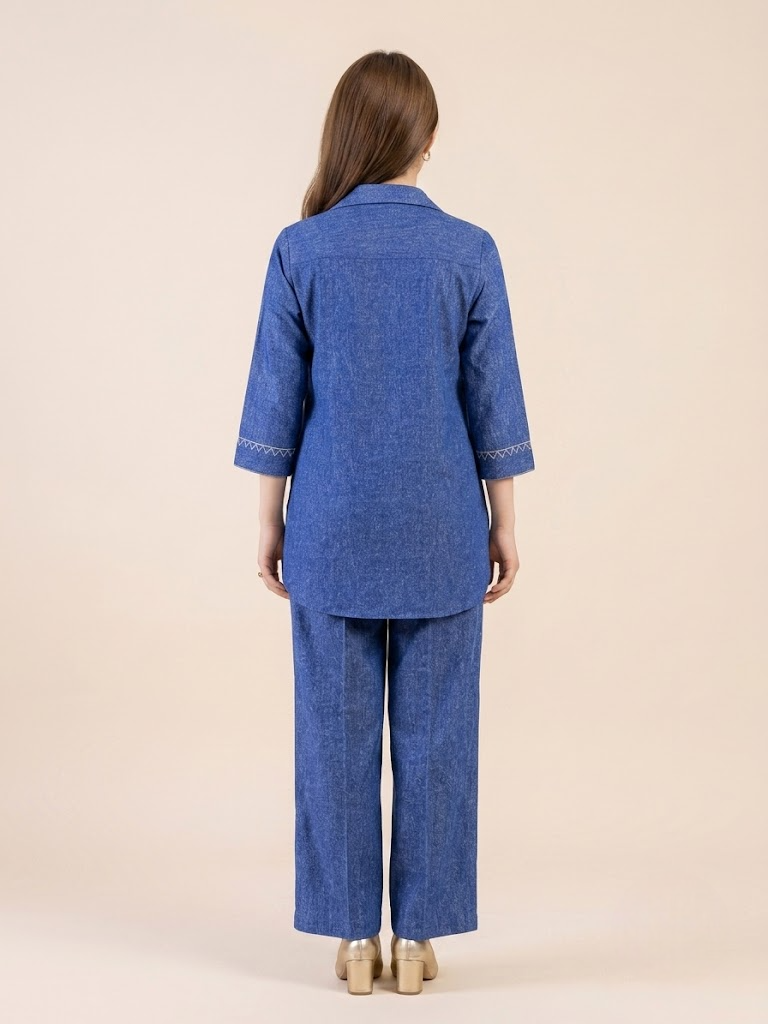 Indigo Blossom Linen Co-ord Set