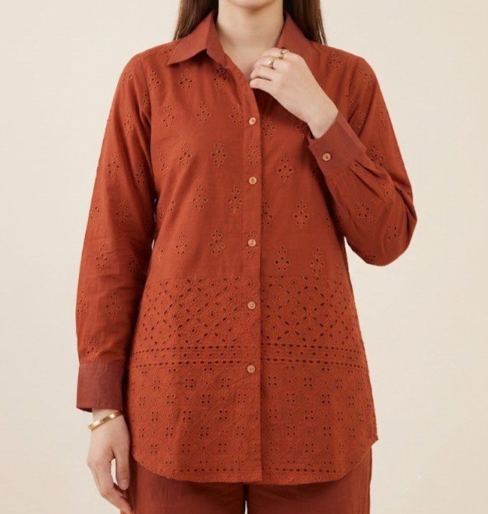 Cinnamon Charm – Premium Cambric Cotton Hakoba Co-ord Set
