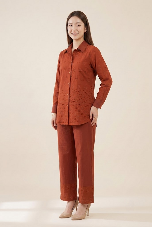 Cinnamon Charm – Premium Cambric Cotton Hakoba Co-ord Set