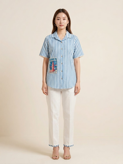 Classic Blue Stripe Cotton Co-ord Set