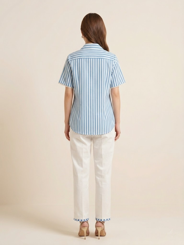 Classic Blue Stripe Cotton Co-ord Set