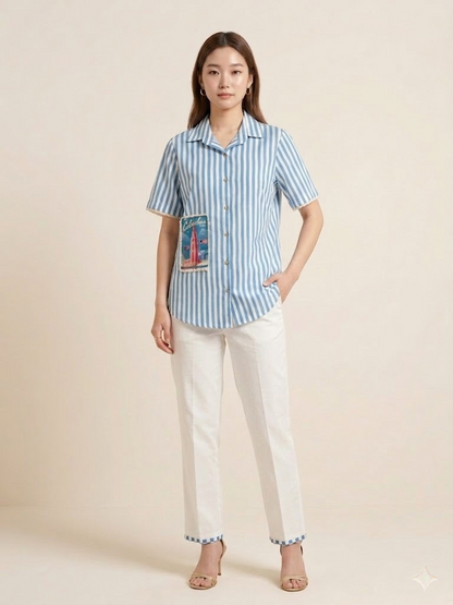 Classic Blue Stripe Cotton Co-ord Set