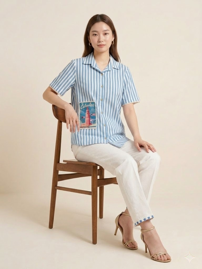 Classic Blue Stripe Cotton Co-ord Set