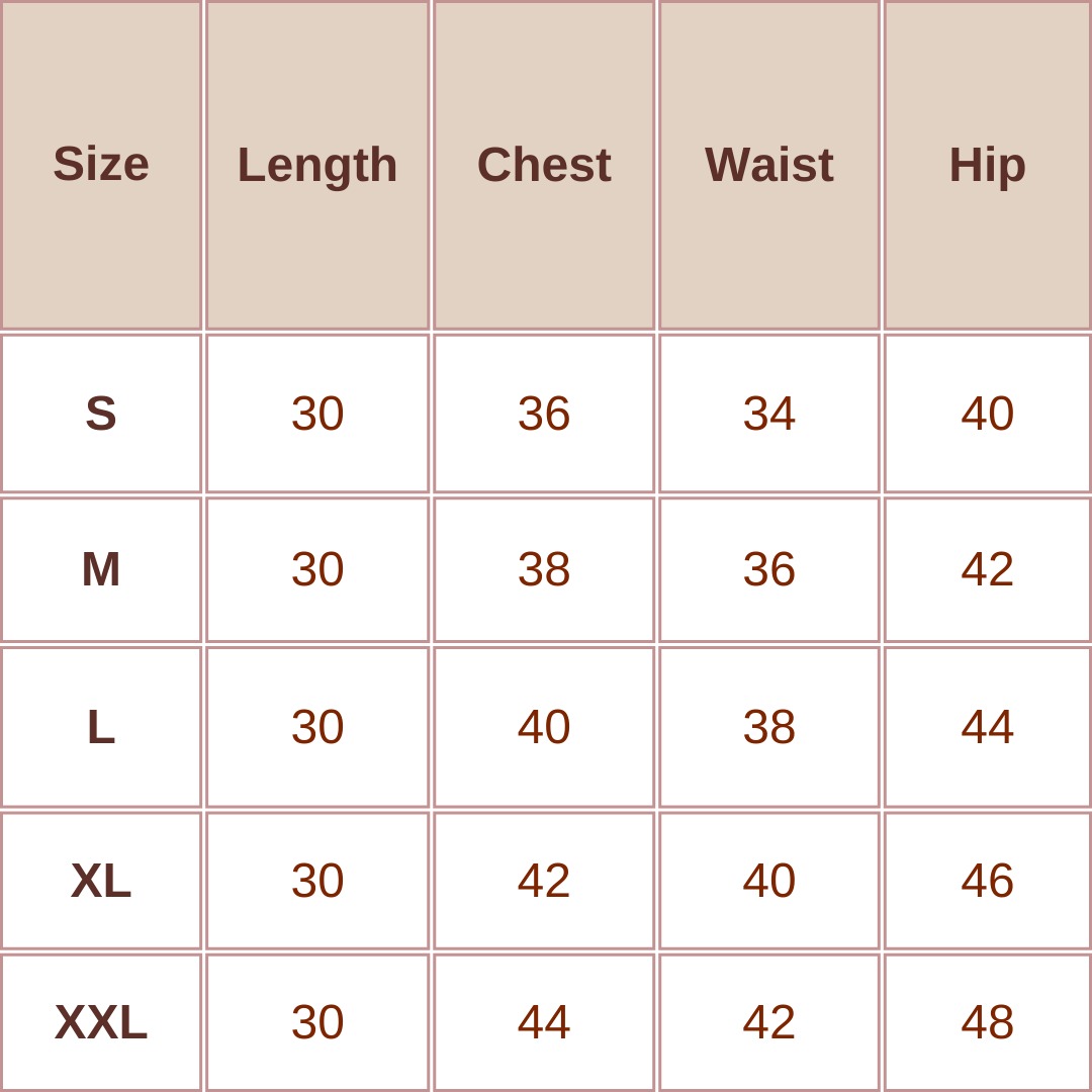 Shirts Size Chart