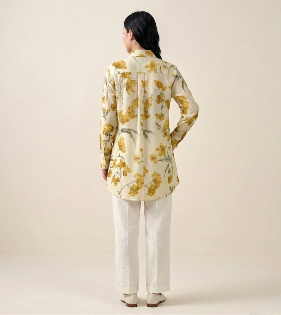 Yellow Bloom Premium Cupro Muslin Shirt