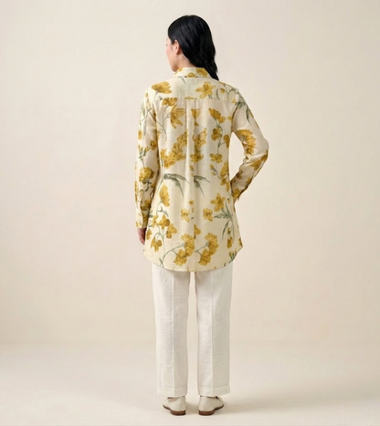 Yellow Bloom Premium Cupro Muslin Shirt