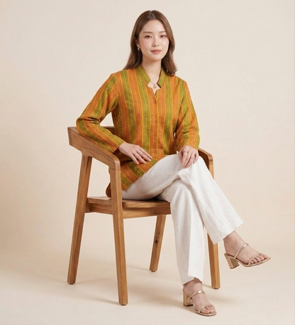 The Boho-Luxe Handloom Cotton Striped Shirt