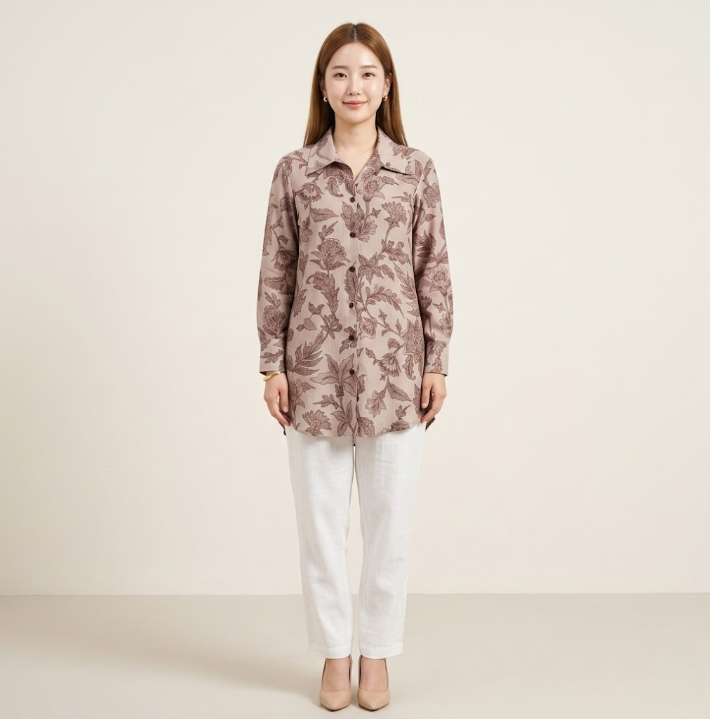 Muted Mauve Autumn Leaf Premium Cupro Muslin Shirt