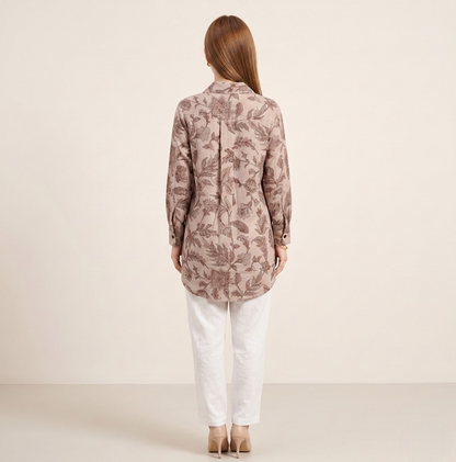 Muted Mauve Autumn Leaf Premium Cupro Muslin Shirt