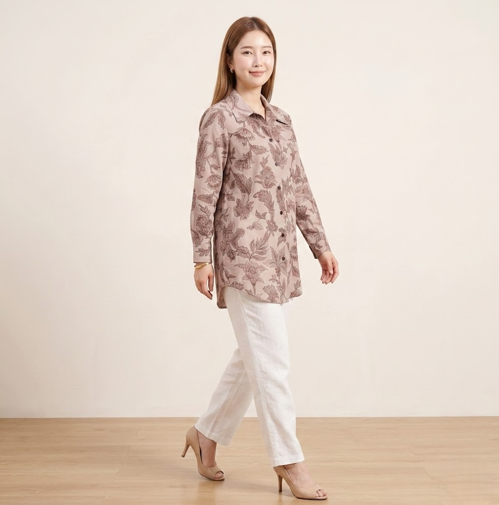 Muted Mauve Autumn Leaf Premium Cupro Muslin Shirt