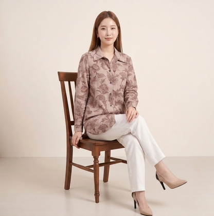 Muted Mauve Autumn Leaf Premium Cupro Muslin Shirt