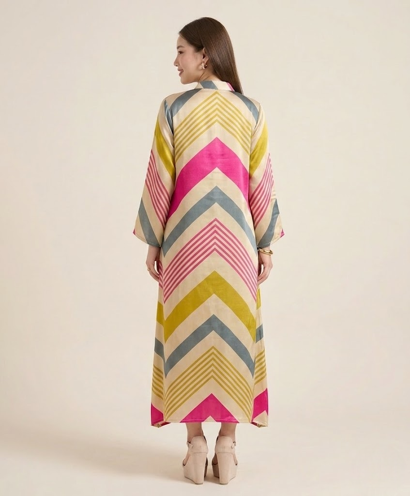Luxe Chevron Pure Gajji Silk Maxi Dress