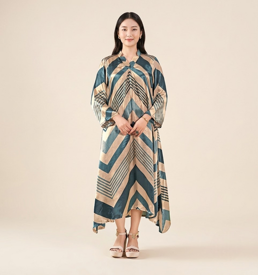Teal Luxe Pure Gajji Silk Maxi Dress
