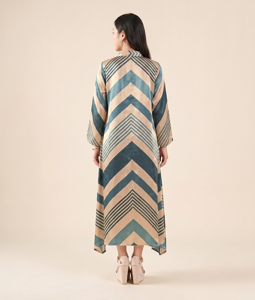Teal Luxe Pure Gajji Silk Maxi Dress