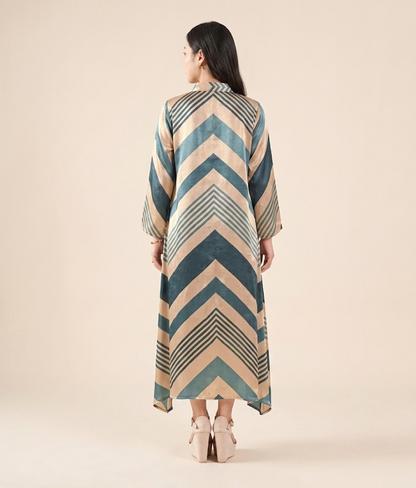 Teal Luxe Pure Gajji Silk Maxi Dress