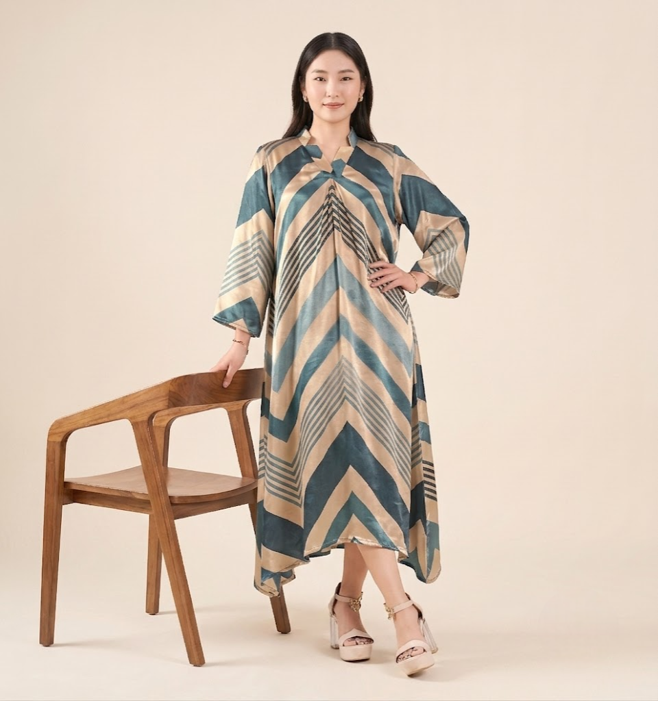 Teal Luxe Pure Gajji Silk Maxi Dress