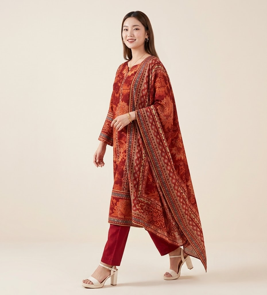 Heritage Maroon Pure Crepe Kurta Set