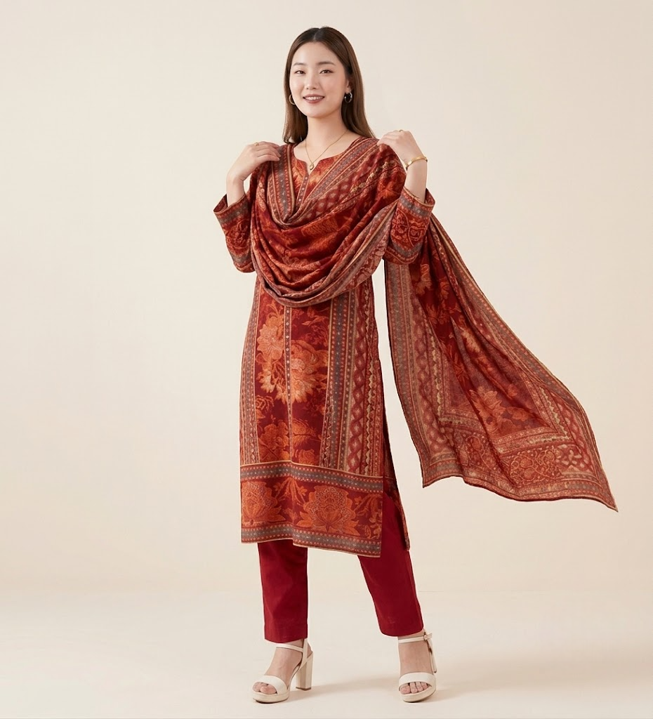 Heritage Maroon Pure Crepe Kurta Set