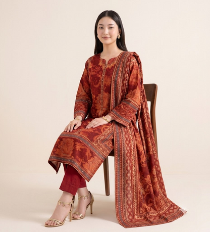 Heritage Maroon Pure Crepe Kurta Set