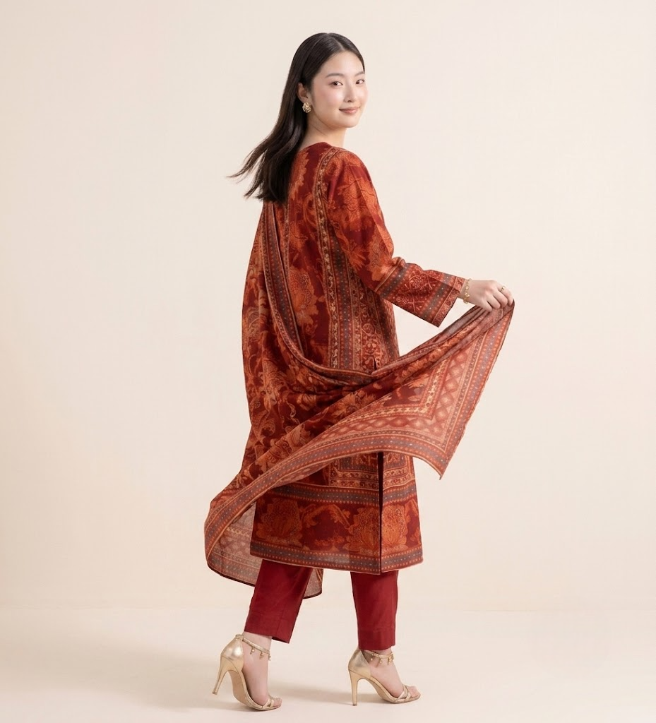 Heritage Maroon Pure Crepe Kurta Set