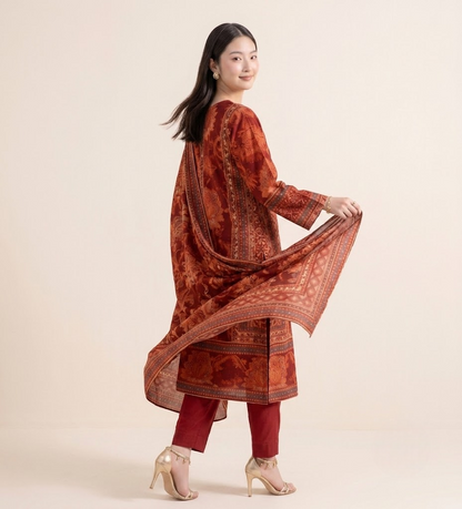 Heritage Maroon Pure Crepe Kurta Set