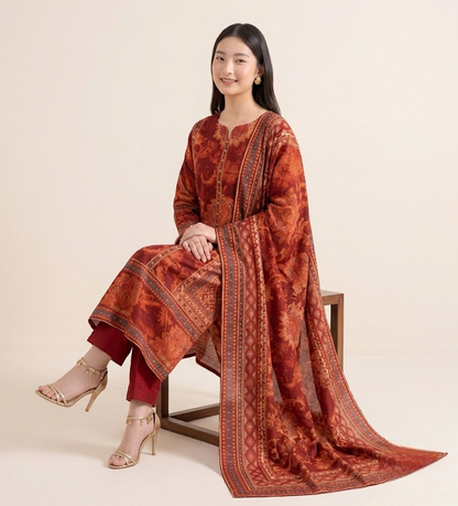 Heritage Maroon Pure Crepe Kurta Set