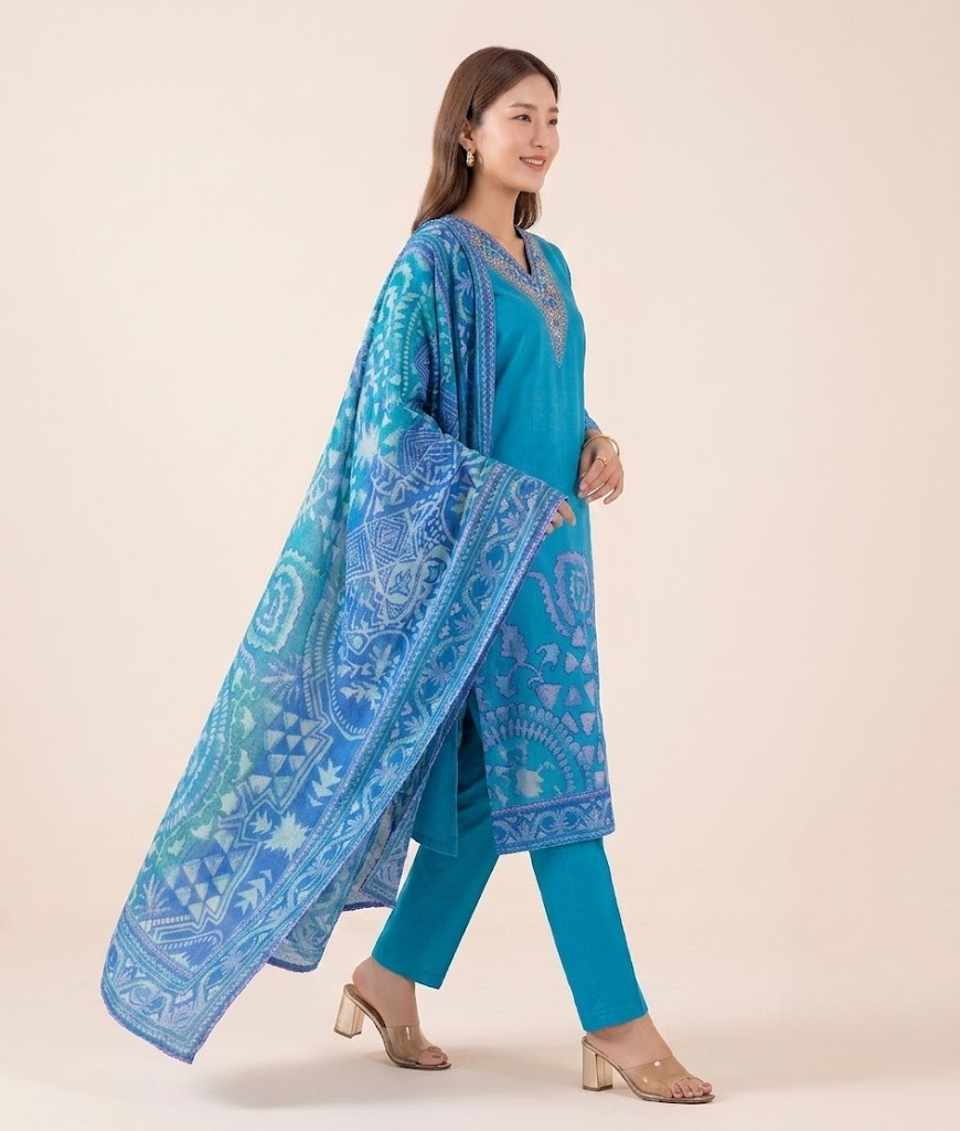Imperial blue Crepe Kurta Set