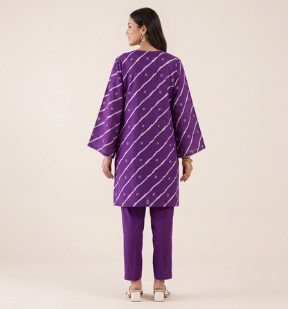 Orchid Purple Bandhani Fusion Russian Silk Co-ord Set