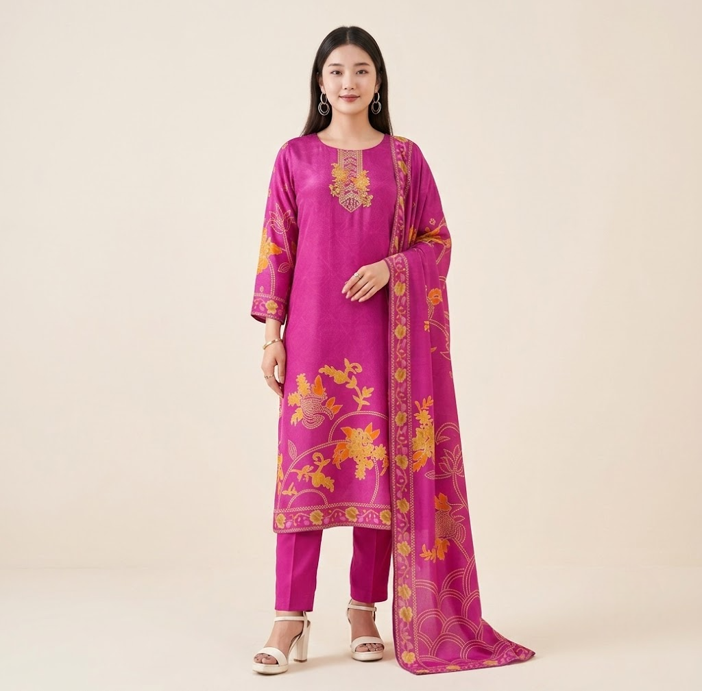 Urban Ethnic Magenta Crepe Kurta Set