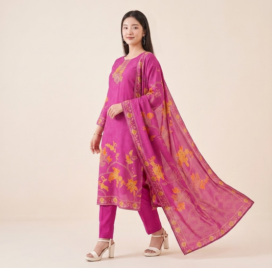 Urban Ethnic Magenta Crepe Kurta Set
