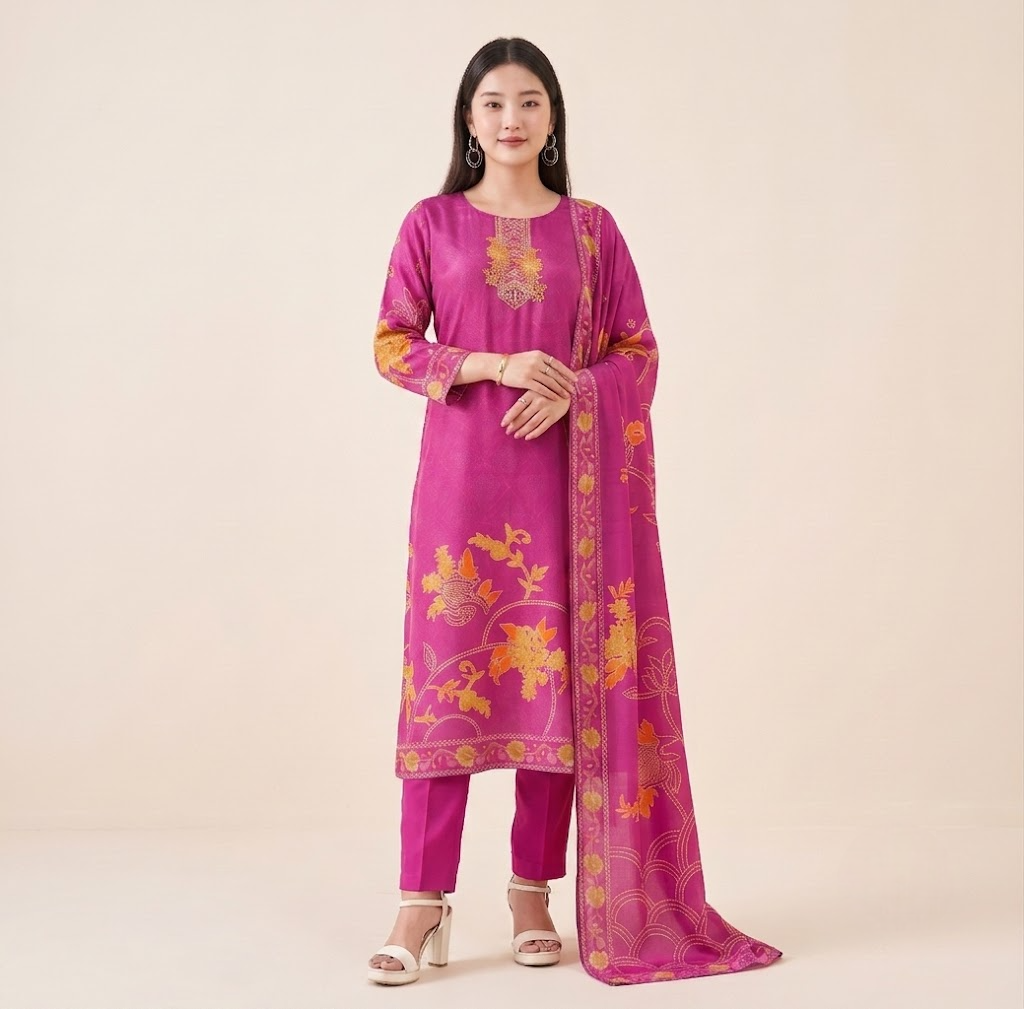 Urban Ethnic Magenta Crepe Kurta Set