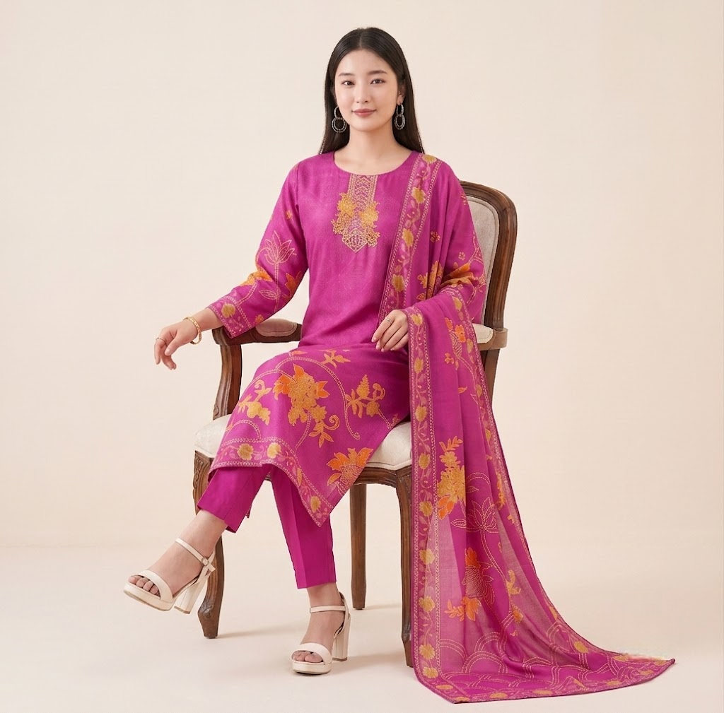 Urban Ethnic Magenta Crepe Kurta Set