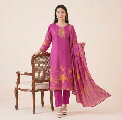 Urban Ethnic Magenta Crepe Kurta Set