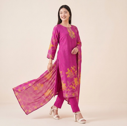 Urban Ethnic Magenta Crepe Kurta Set