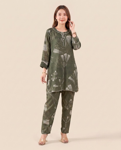 Forest Green Pure Muslin Co-ord Set