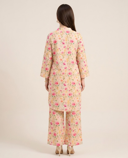 Hand-Printed Effect Linen Slub Co-ord Set