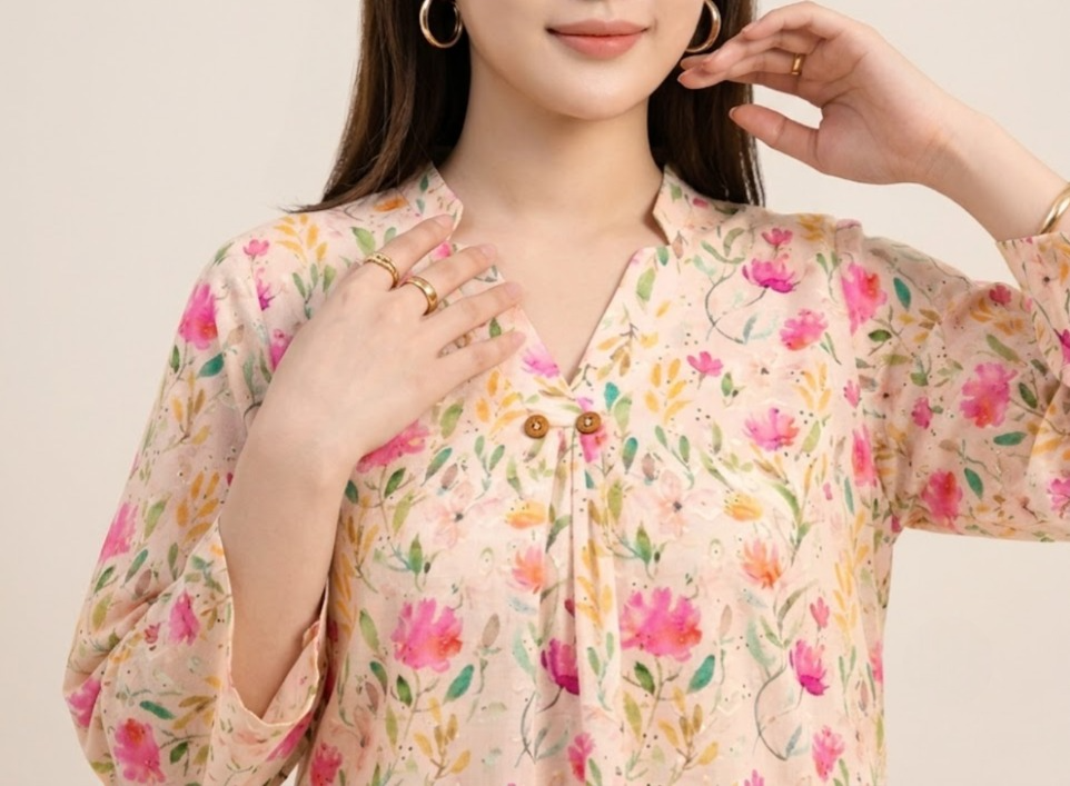 Hand-Printed Effect Linen Slub Co-ord Set