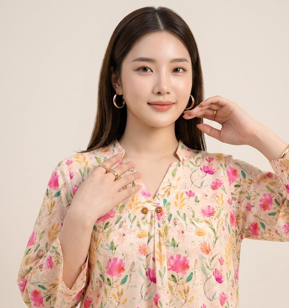 Hand-Printed Effect Linen Slub Co-ord Set