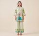 Natural Linen Hand-Painted Peacock Co-ord Set