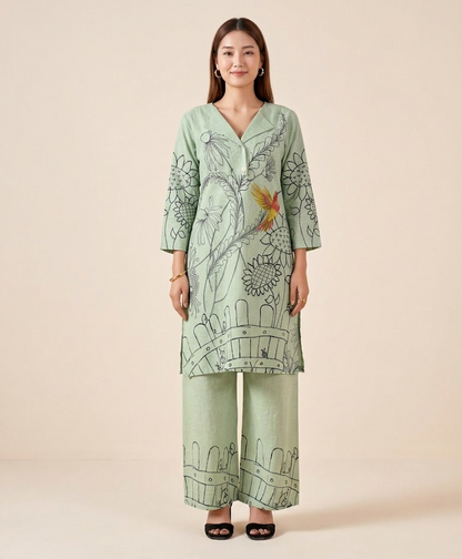 Sage Botanical Handloom Cotton Co-ord Set